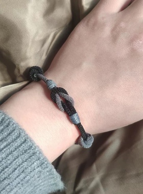 原创百搭相思手工编织手绳简约纯手工编织拼色吉祥结情侣闺蜜手链