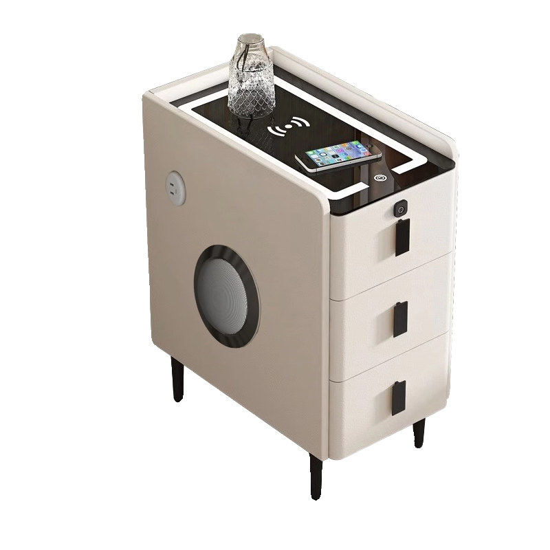 超窄小型智能床头柜指纹锁简约现代实木边柜轻奢家用卧室三层柜子,淘宝优惠券,粉丝福利购,淘宝优惠卷