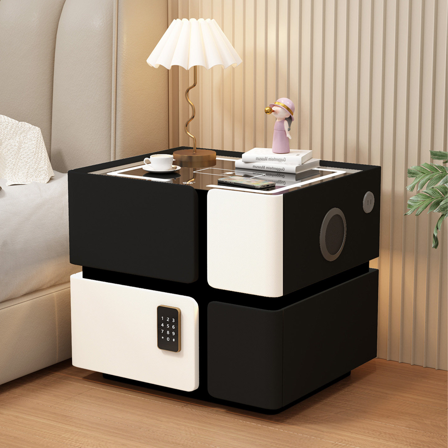 智能床头柜极简实木多功能无线充电轻奢高级家用小户型置物床边柜,淘宝优惠券,粉丝福利购,淘宝优惠卷