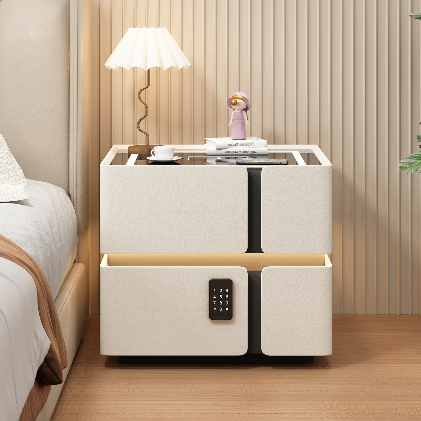 智能床头柜极简实木多功能无线充电轻奢高级家用小户型置物床边柜,淘宝优惠券,粉丝福利购,淘宝优惠卷