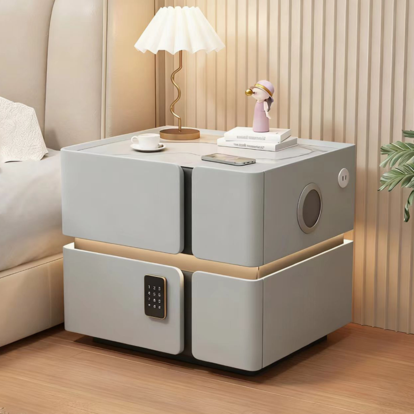 智能床头柜极简实木多功能无线充电轻奢高级家用小户型置物床边柜,淘宝优惠券,粉丝福利购,淘宝优惠卷