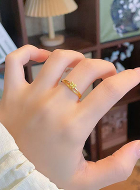 5G黄金蝴蝶戒指女999足金小克重气质活口指环纯金食指戒送礼正品