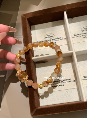 【金玉满堂】招米天然黄水晶手串