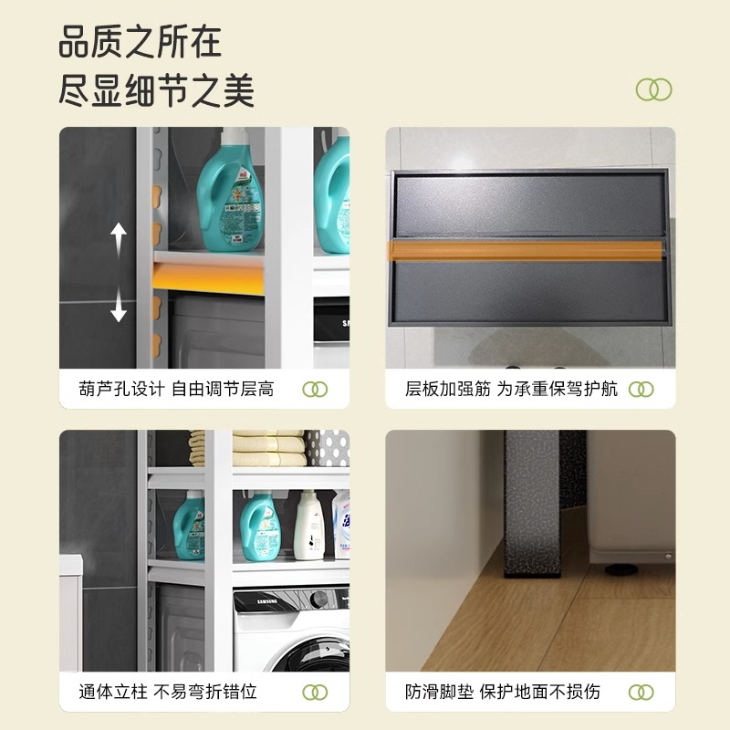 洗衣机置物架家用滚筒翻盖上方阳台收纳架卫生间洗衣用品储物架子-图3