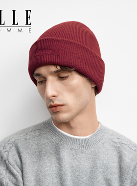 ELLEHOMME男士羊毛保暖针织帽