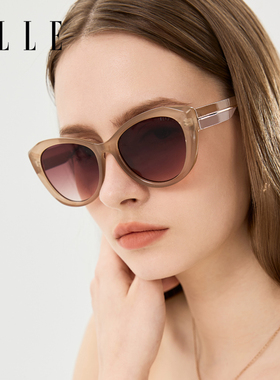 ELLE猫眼墨镜女款2025新款高级感复古小框防晒防紫外线太阳眼镜