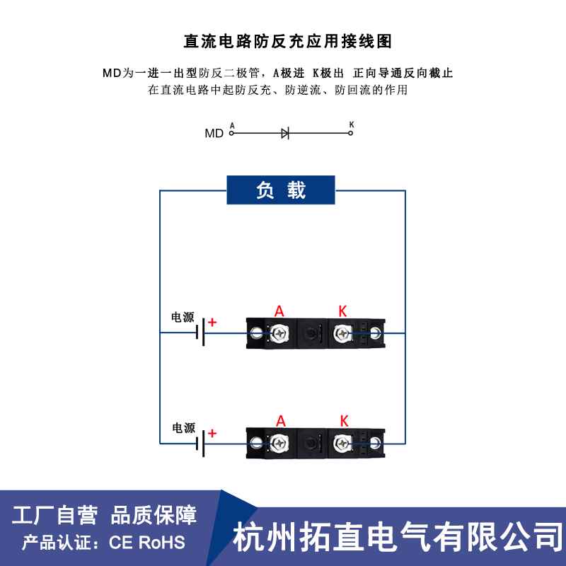 MD100A防反二极管100A600V800V1000V1200V1600V1800V防逆流防回流-图0