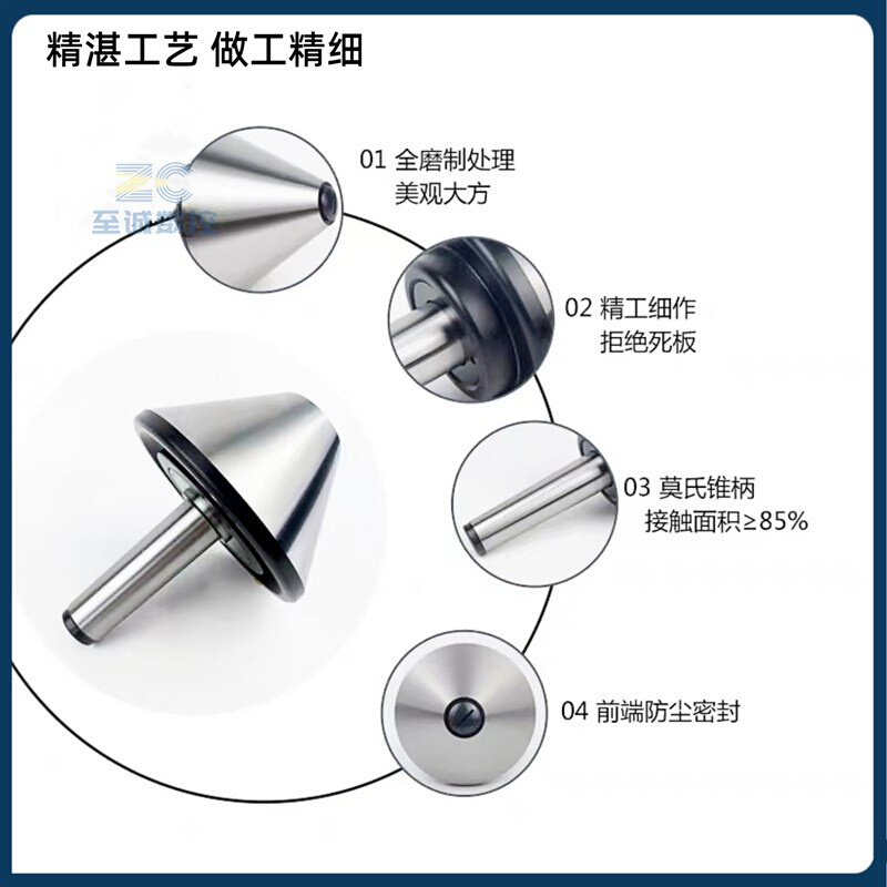 伞形回转蘑菇顶针莫氏MT3/4/5号伞形大头活车床 - 图1