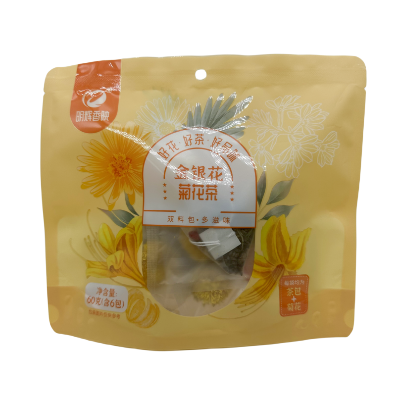 明辉香映金银花菊花茶60g(6包)决明子,牛蒡根,枸杞,淡竹叶 - 图1