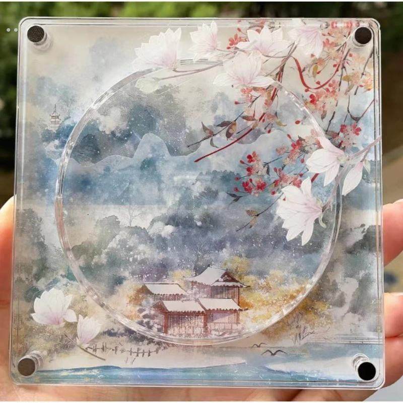 谷美春来时雪景吧唧砖亚克力吧唧展示框精美ins风,淘宝优惠券,粉丝福利购,淘宝优惠卷