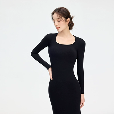 【张雨绮同款】曲线主义修身长袖连衣裙2025新款包臀连身裙显身材