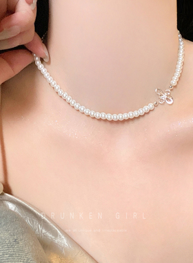 纯白缪斯 蝴蝶结珍珠项链女高级感小众锁骨链2026新款颈链配饰品