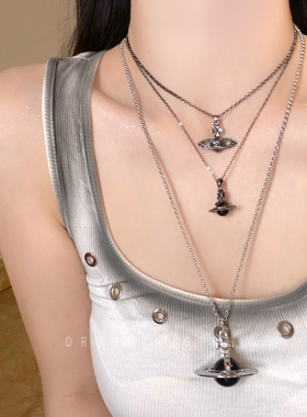 西太后黑调美学~立体土星球吊坠