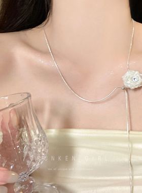 陷入香氛 纯欲choker流苏花朵项链女款高级感礼服锁骨链颈链配饰