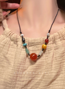 新中式天然玛瑙转运珠项链