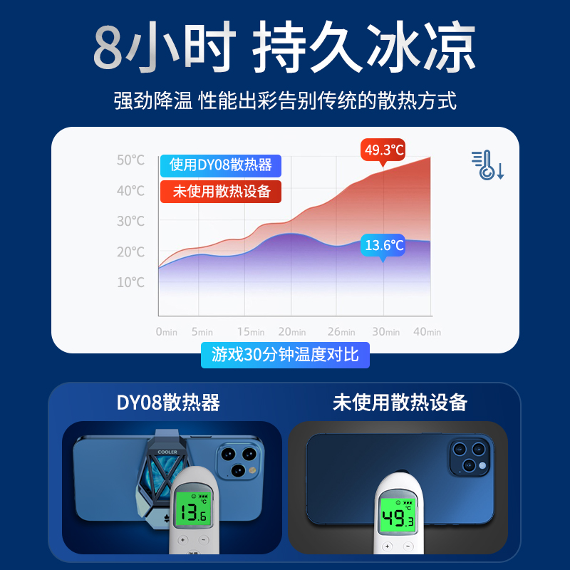 手机散热器背夹降温神器适用12苹果x黑鲨风扇无线充电款游戏快速降温卡扣式不插线红米k40风冷一加2pro