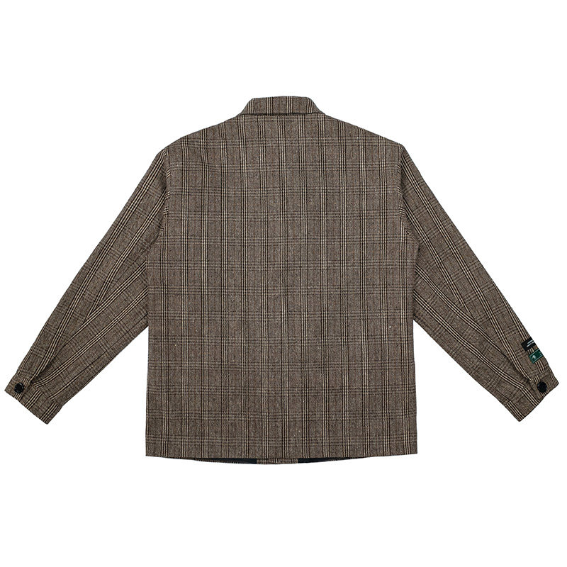 EMPTY REFERENCE咖色格纹复古西装外套中长款秋冬情侣宽松休闲_虎窝淘