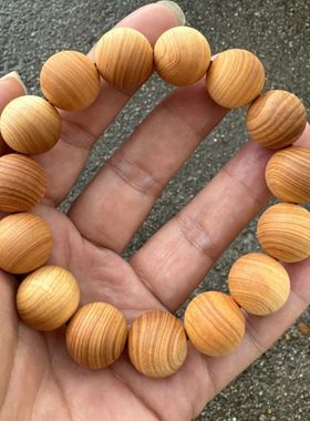太行崖柏佛珠不抛光不泡油原木色文玩手串原生态中国风手工珠子