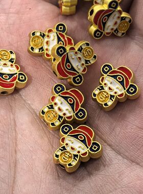 新年到迎财神沙金国潮珐琅彩配饰diy吊坠饰品手链手工材料