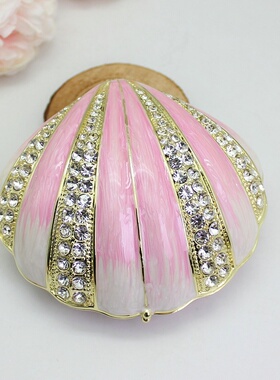 珐琅彩珍珠贝壳首饰盒手工镶嵌装饰摆件婚庆礼品珠宝盒创意工艺品