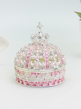 东南亚婚庆小礼品镂空皇冠戒指收纳盒永生花装饰盒