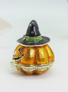 新款万圣节礼物万圣南瓜装饰盒珐琅彩小饰品收纳盒摆件