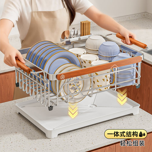 304不锈钢碗碟收纳架沥水篮台面碗架碗筷收纳盒放碗盘厨房置物架 - 图2