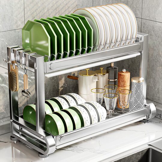 Thickened stainless steel kitchen bowl rack for household use