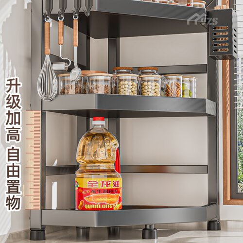 厨房置物架加厚不锈钢三角架油盐酱醋墙角台面收纳架转角调味料架 - 图2