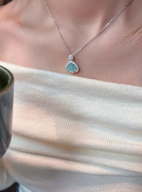 monocle 小红书爆款天然蓝水翡翠佛公吊坠女新中式清冷感项链饰品