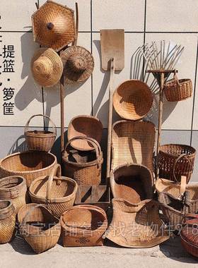农耕文化怀旧装饰品提篮箩筐米斗簸箕农村传统工具民俗老物件摆件