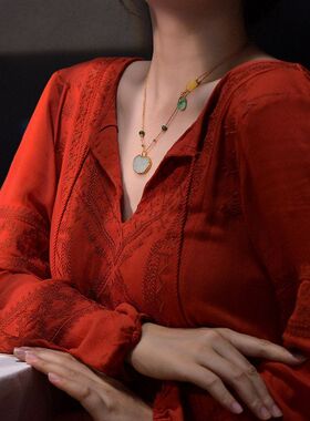 白玉和田纯银如意diy锁骨项链18