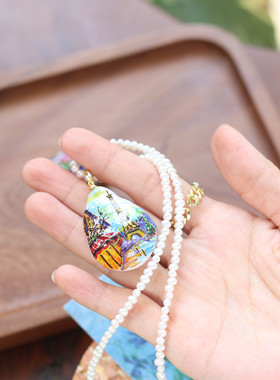 繁花旧梦手绘巴洛克珍珠吊坠