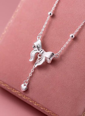 晚舟s999足银在逃公主蝴蝶结项链