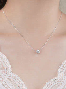 S999足银拉丝圆球项链