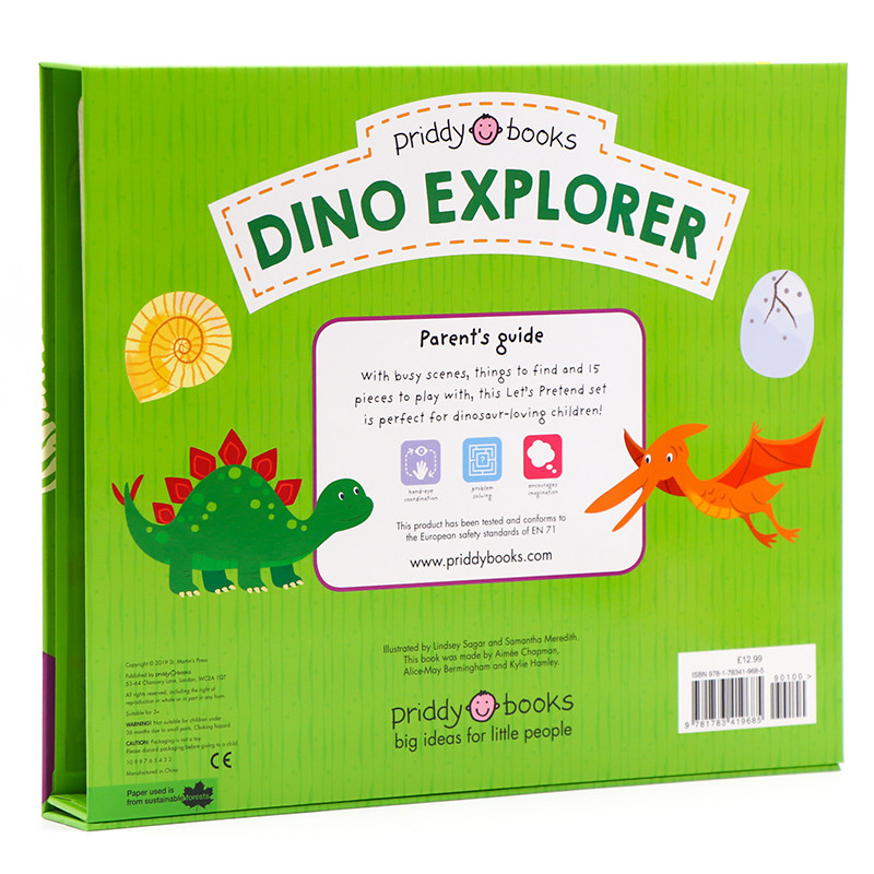 角色扮演系列 恐龙猎人Let's Pretend Dino Explorer互动拼图游戏书英文原版绘本玩具书翻翻操作书宝宝益智开发 精装纸板书3岁+
