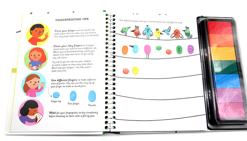 Usborne手指印画活动书 动物 英文原版 Fingerprint Activities Animals 螺旋装帧 儿童绘画DIY 创意艺术培养 含彩色印泥,淘宝优惠券,粉丝福利购,淘宝优惠卷