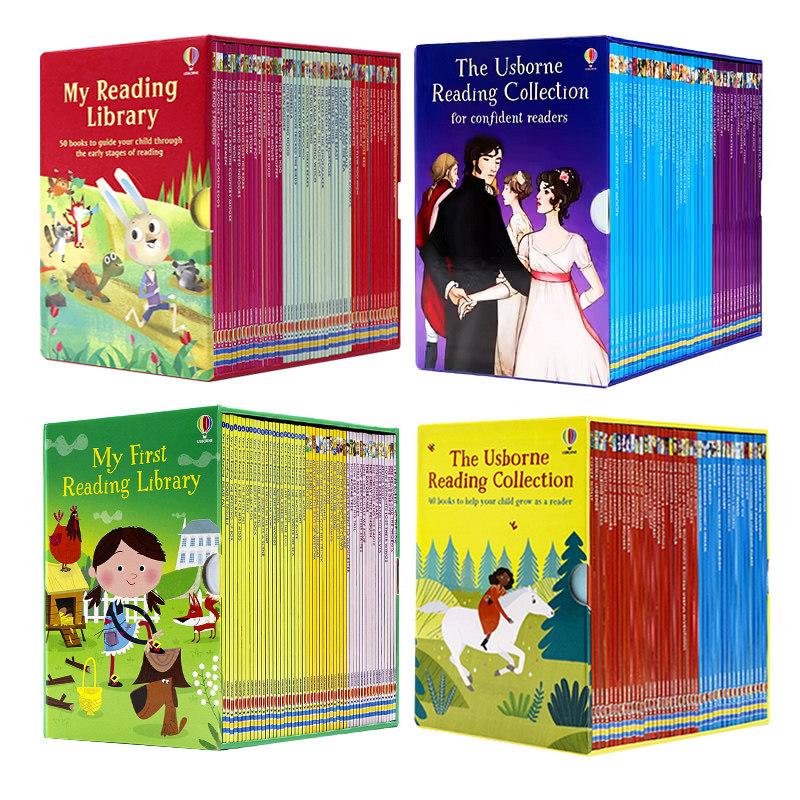 Usborne我的第一二三四个图书馆 My First Reading Library 180册4盒 英文原版绘本 分级阅读绘本礼盒装 故事图画书 章节书