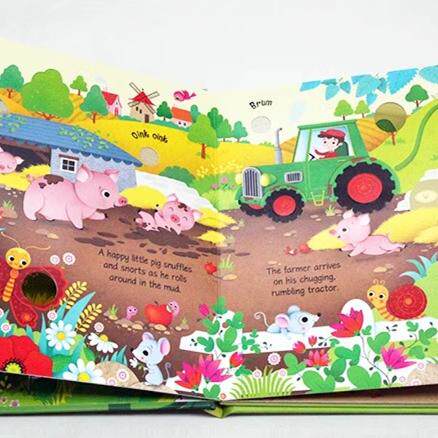 Usborne触摸发声书4册 英文原版绘本Garden Farm Jungle zoo Sounds 农场动物园花园森林儿童纸板洞洞触摸书亲子共读科普书