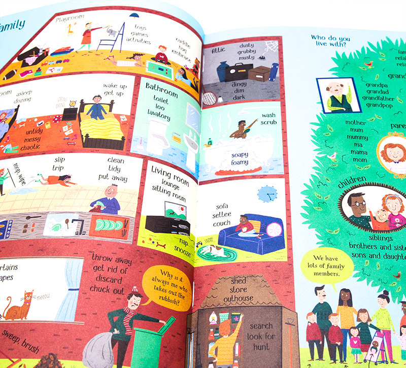 Usborne 近义词图解图画书 精装大开 Big Picture Thesaurus 英文原版绘本 儿童词库 英语写作指南 趣味插图学习工具书