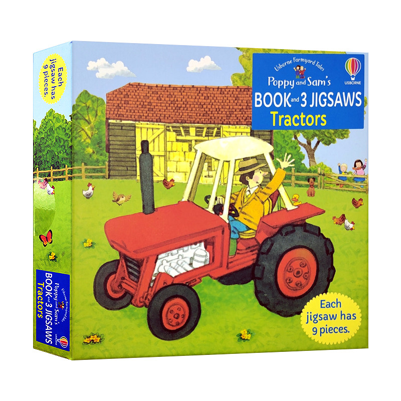 Usborne 波比和山姆拖拉机拼图游戏书英文原版绘本 Poppy and Sam’s Book and 3 Jigsaws Tractors 幼儿启蒙认知亲子共读趣味拼图