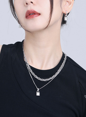 mfow锁住双层叠戴项链女高级设计