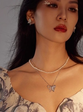 MFOW贝母珍珠女叠戴项链招财