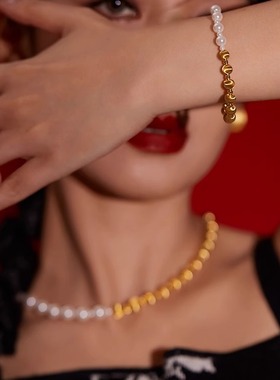 许靖韵同款mfow施家珍珠925纯银拉丝珠工艺YUAN系列2024新款手链