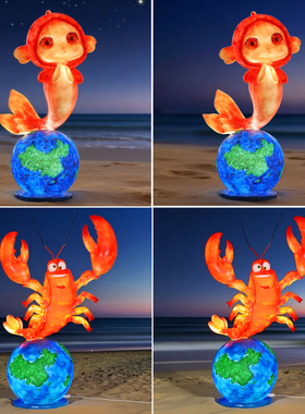 大闸蟹龙虾玻璃钢雕塑摆件