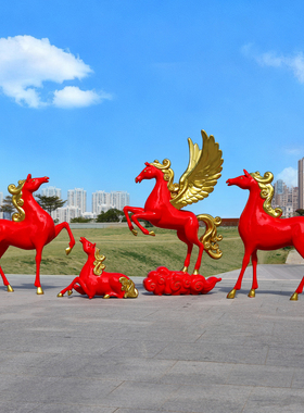 马到成功玻璃钢雕塑装饰大摆件