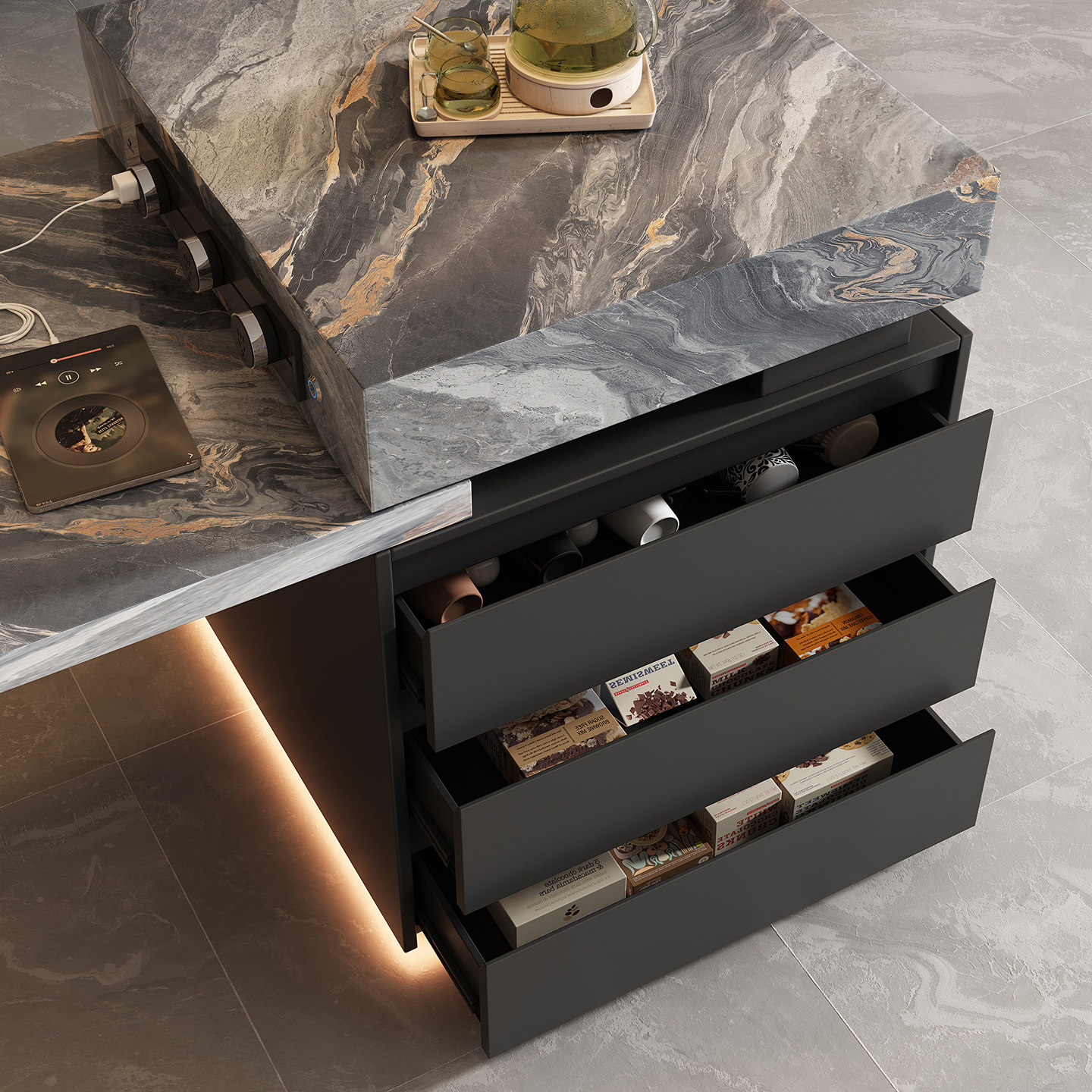 岛台餐桌一体家用岩板现代简约导台小户型厨房家用悬浮高端中岛台,淘宝优惠券,粉丝福利购,淘宝优惠卷