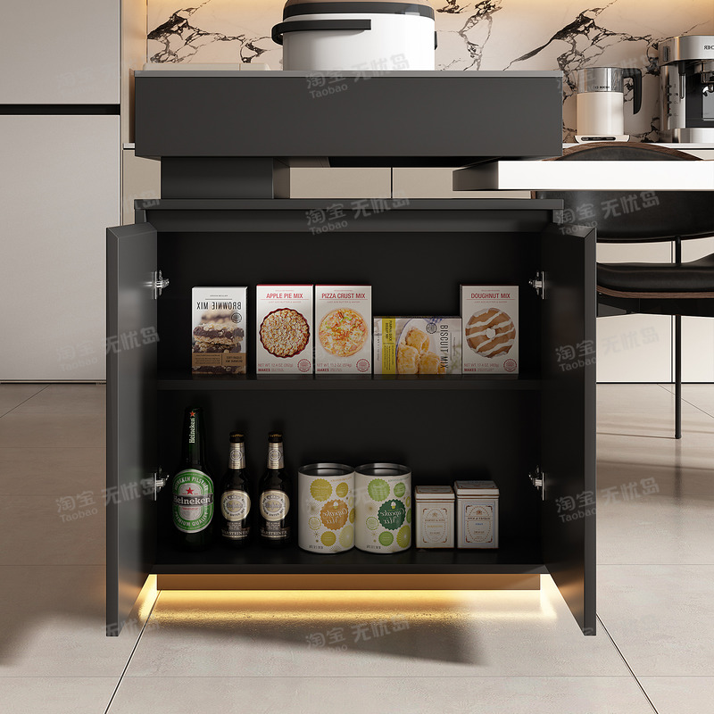 Italian-style island dining table can be retracted and can be built-in with steam oven and oven, multi-function microwave oven, open kitchen countertop