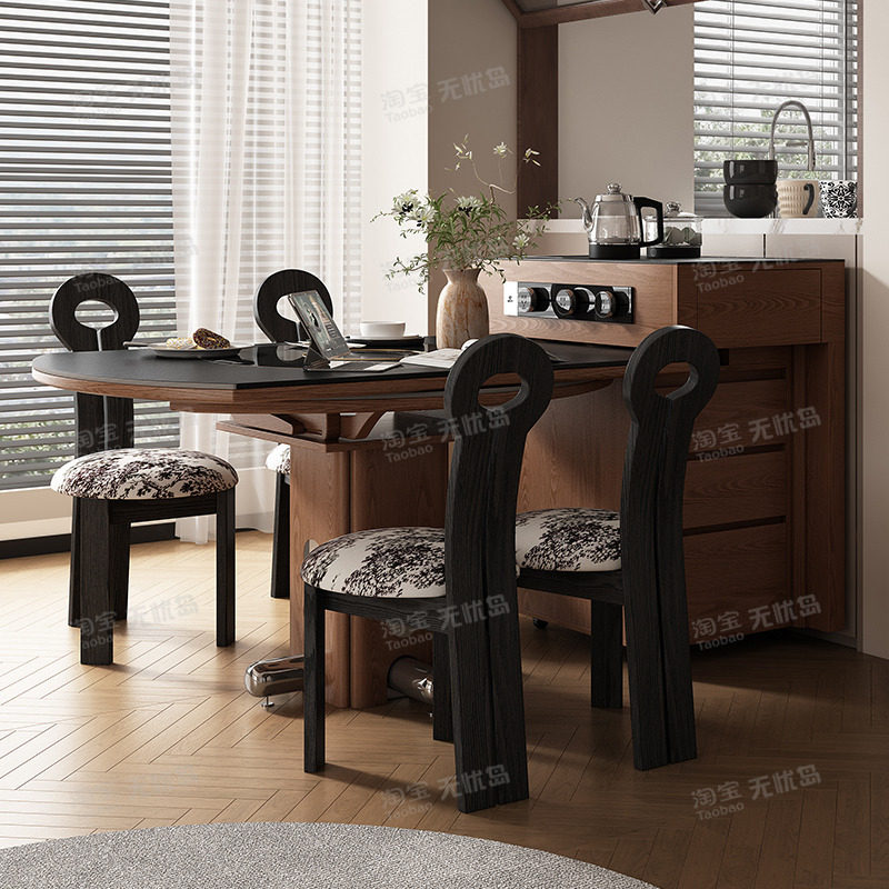 岛台餐桌意式轻奢一体家用可分离变圆桌可伸缩移动折叠饭桌椅组合,淘宝优惠券,粉丝福利购,淘宝优惠卷