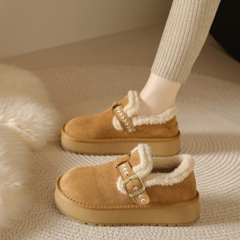 真皮加绒勃肯鞋女2025新款冬季加厚保暖毛毛鞋防水防滑厚底雪地靴,淘宝优惠券,粉丝福利购,淘宝优惠卷